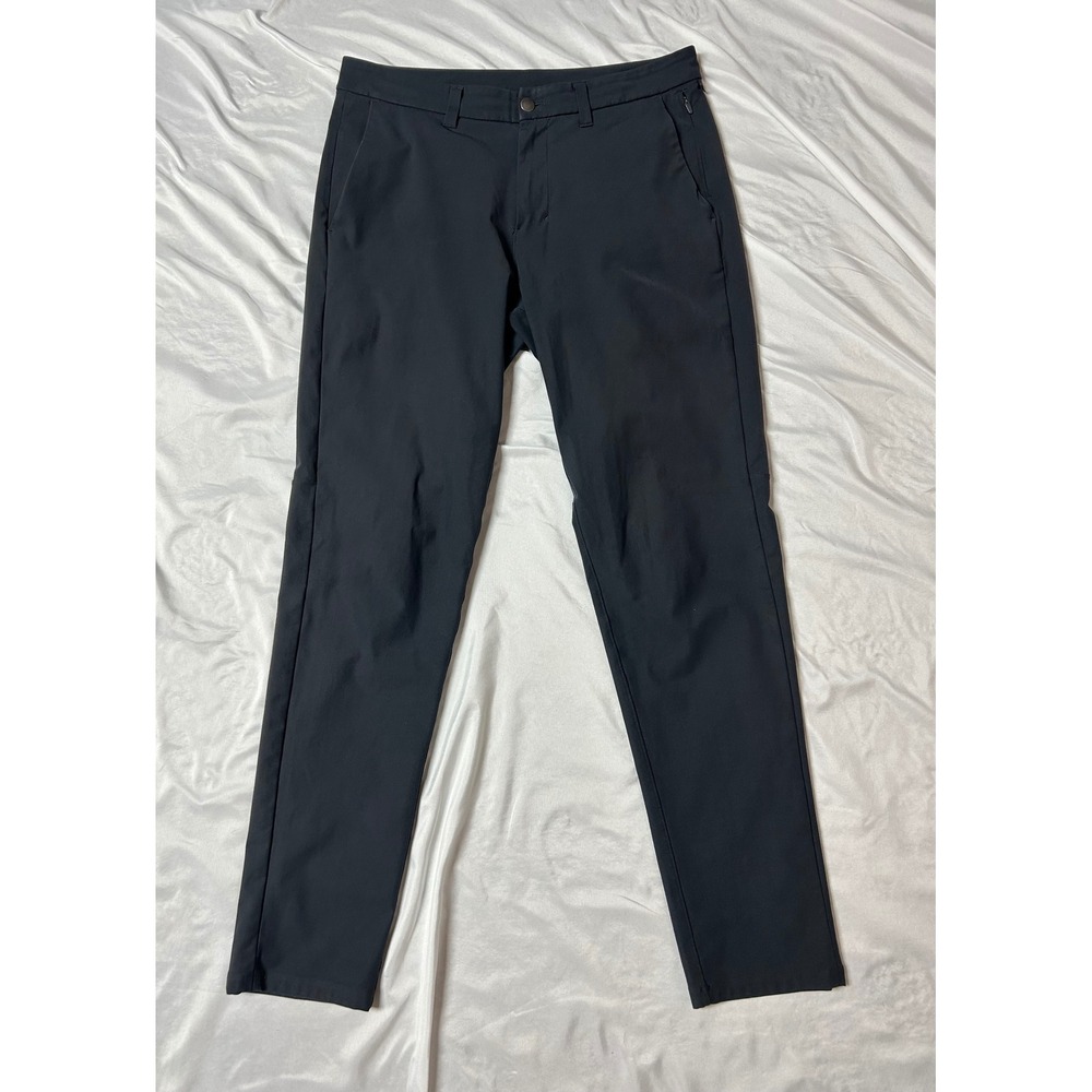 Lululemon Commission Slim-Fit Pants Black Technical Trousers Mens 35x33